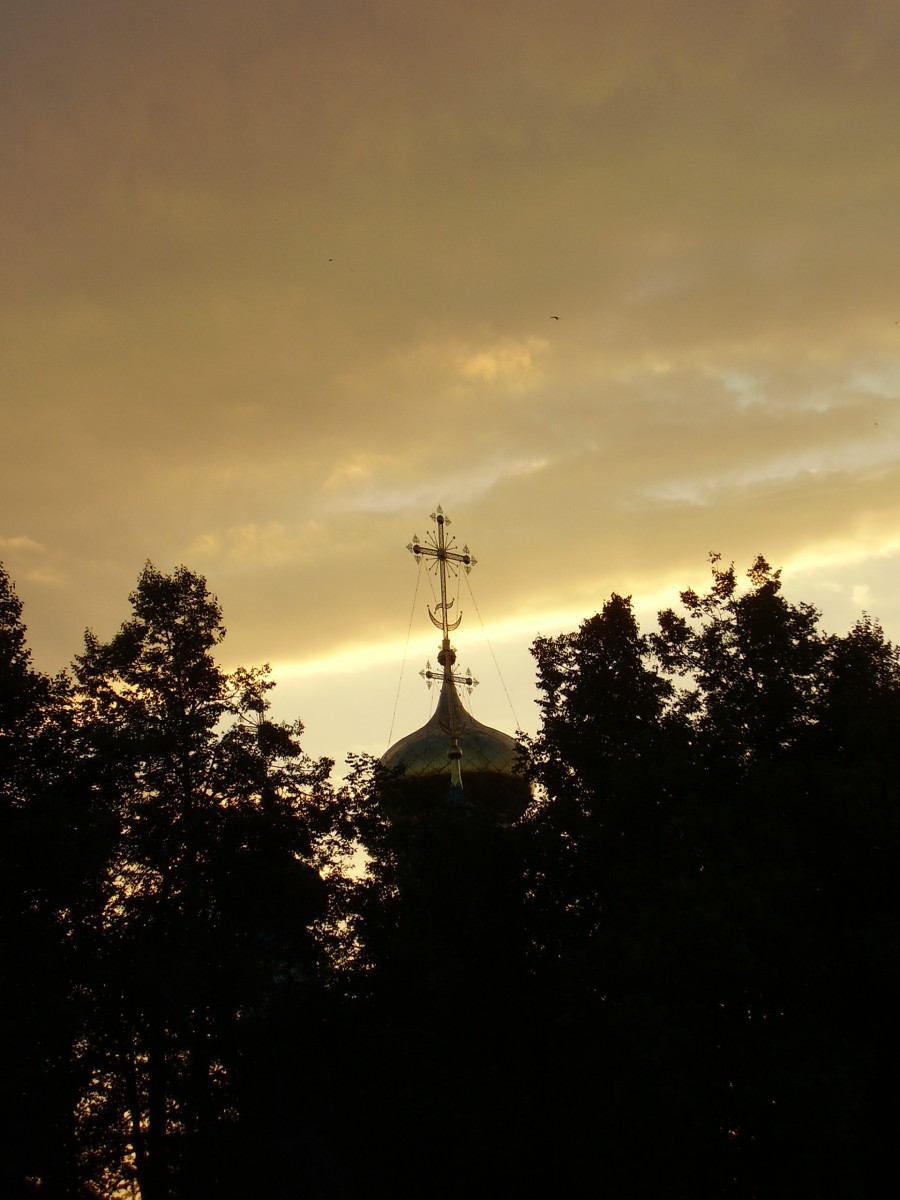Купола Введенского храма на закате